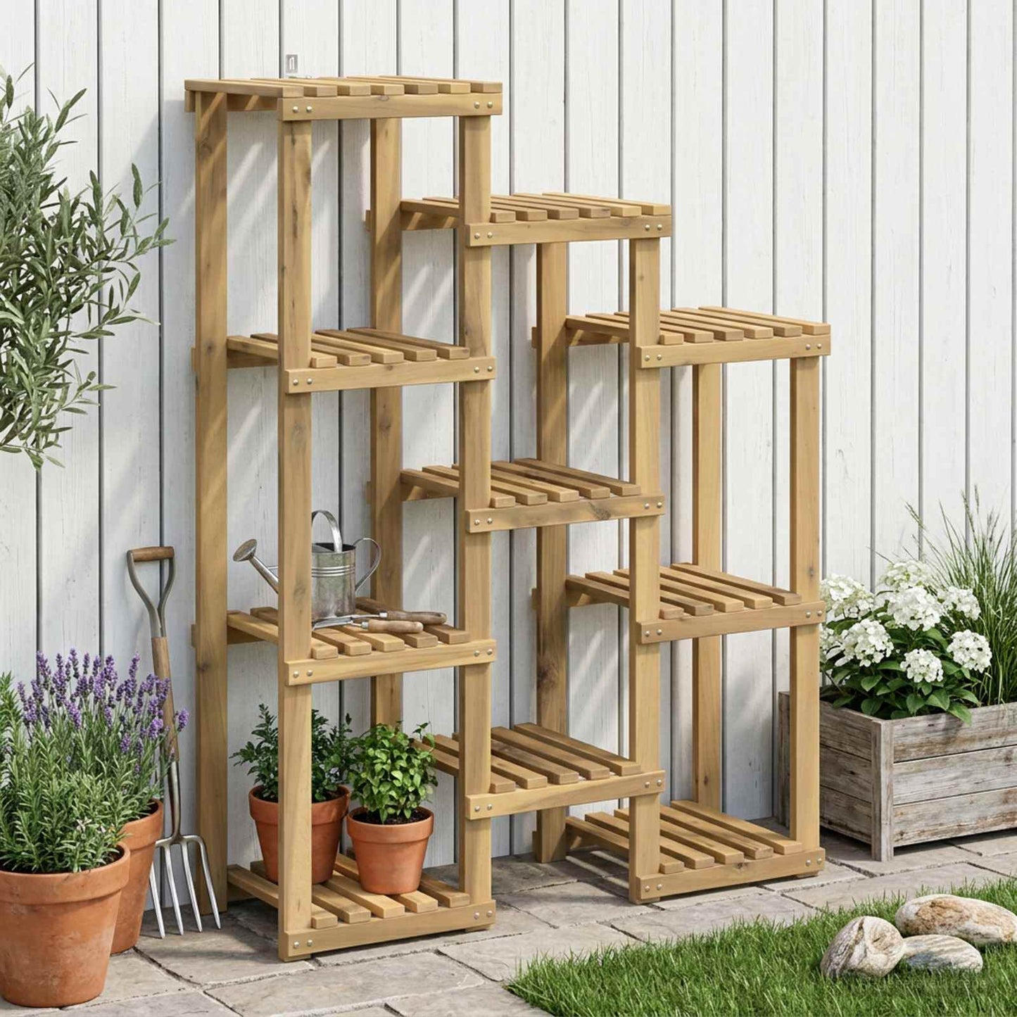 Planteholder Hvid 85 x 30 x 114,5 cm Massivt Akacietræ