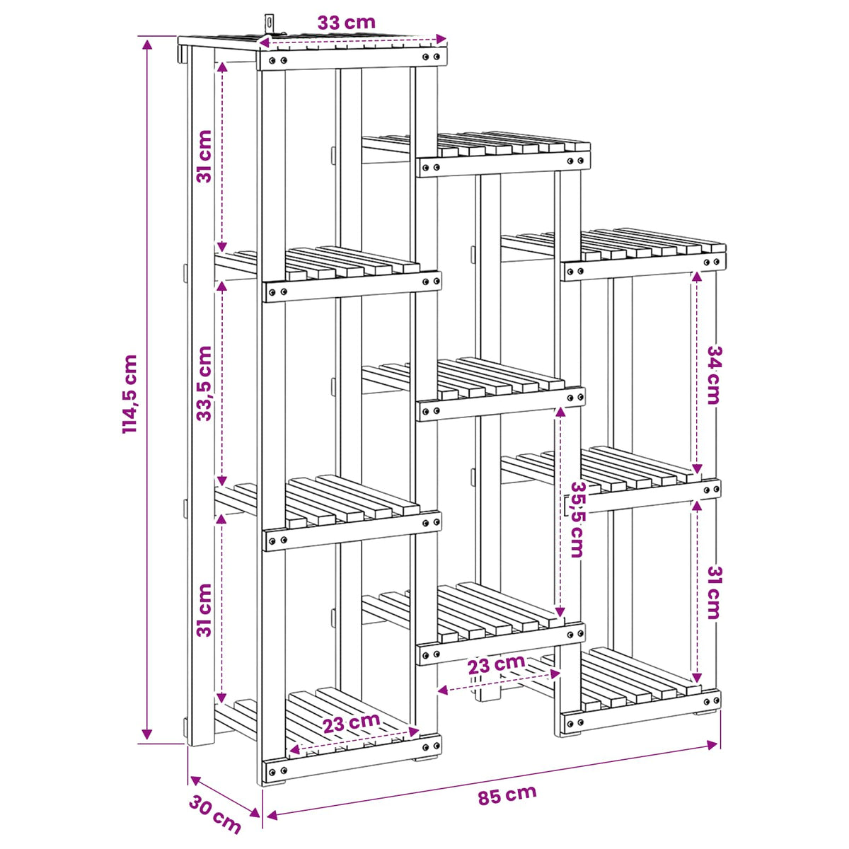Planteholder Hvid 85 x 30 x 114,5 cm Massivt Akacietræ