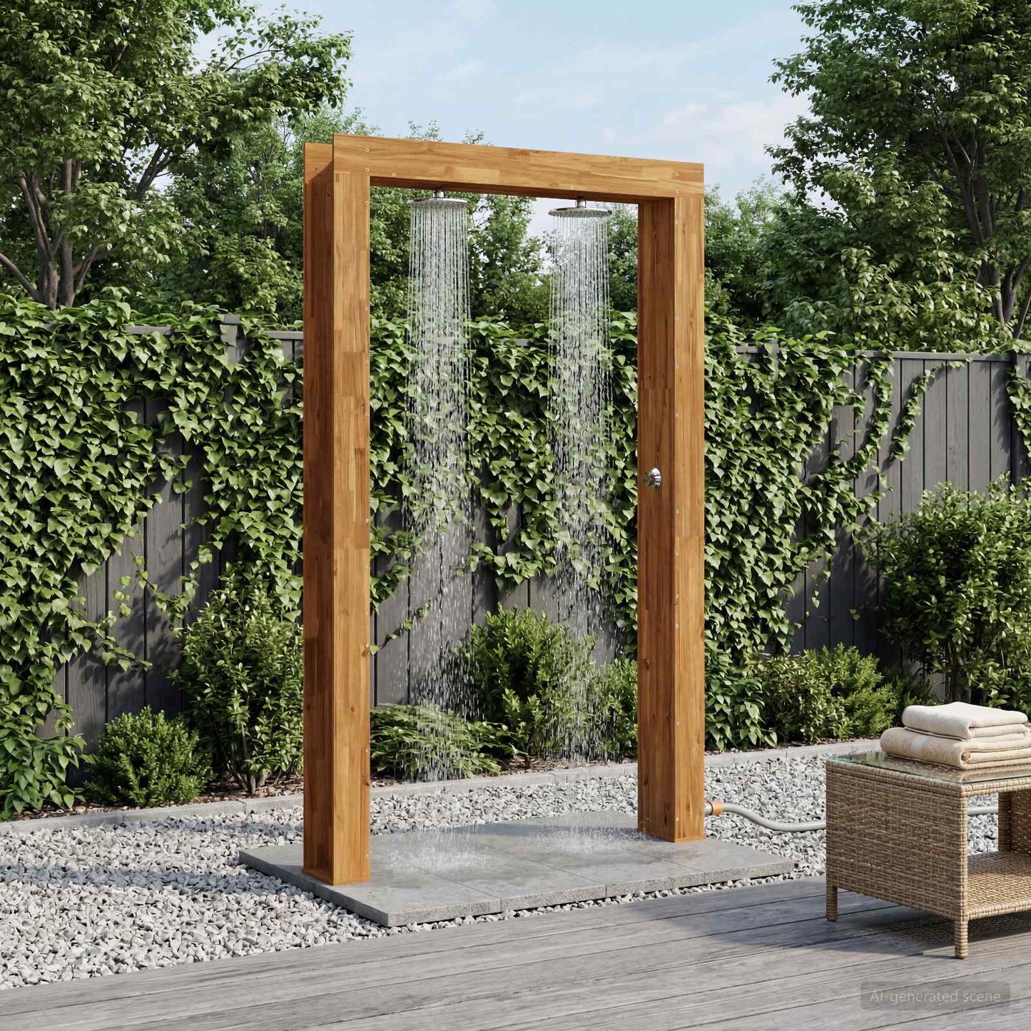 Udendørs bruser 226 cm Massiv akacietræ og rustfrit stål