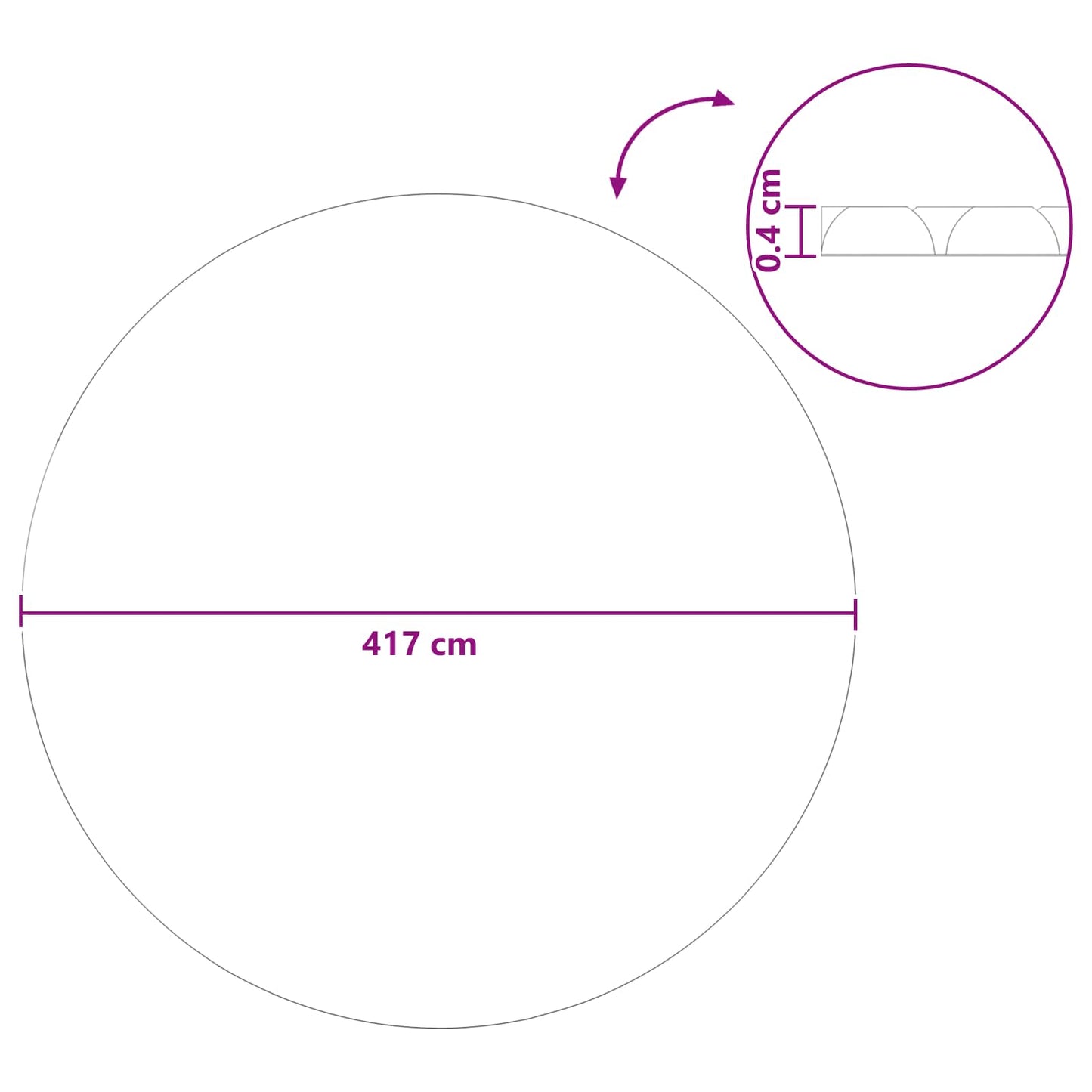Solbadehætte Ekstra Tung Ø 417 cm 400 μm Rund PE Sort og Blå