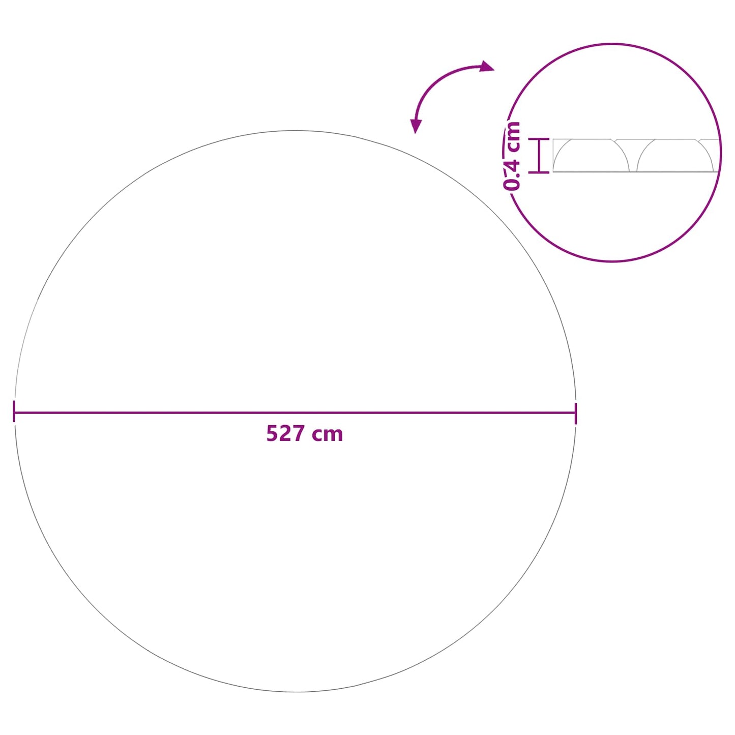 Sol Pool Dække Ekstra Tungt Ø 527 cm 400 μm Rund PE Sort og Blå