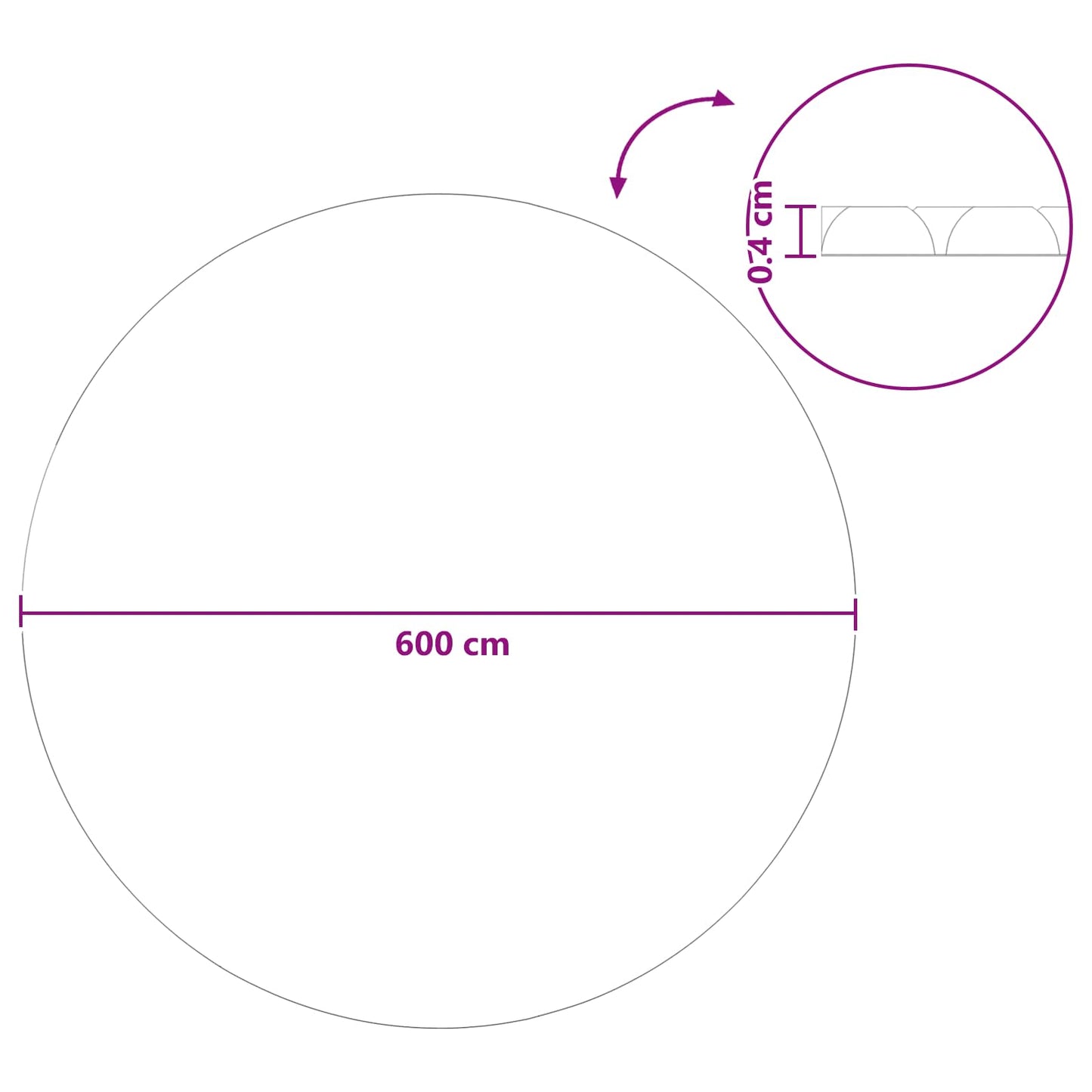 Sol Pool Dækken Ø 600 cm 110 μm Rund PE Sort og Blå