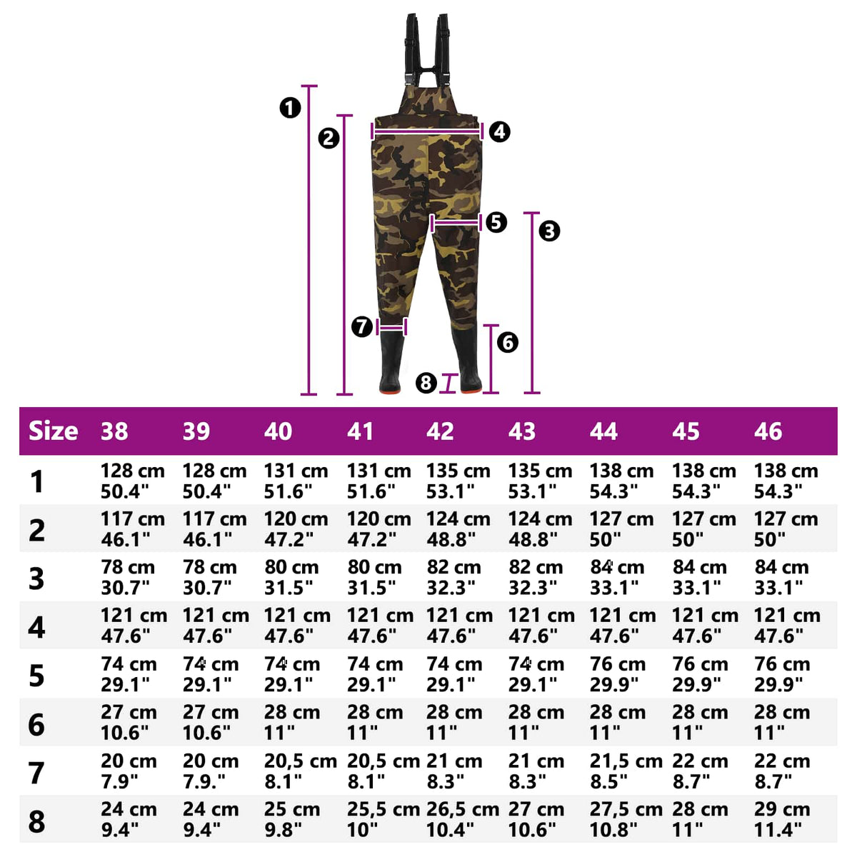 Brystvade med støvler Størrelse 42 Camouflage