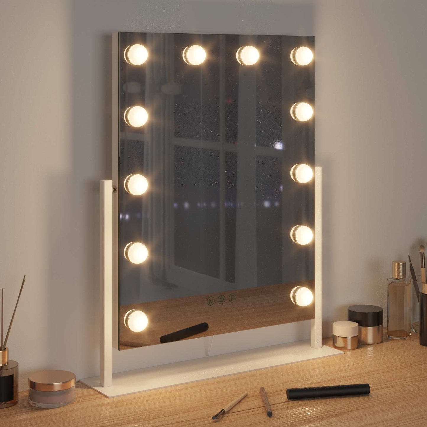 LED Makeup Spejl Hvid 44 x 10 x 53 cm Glas og Stål