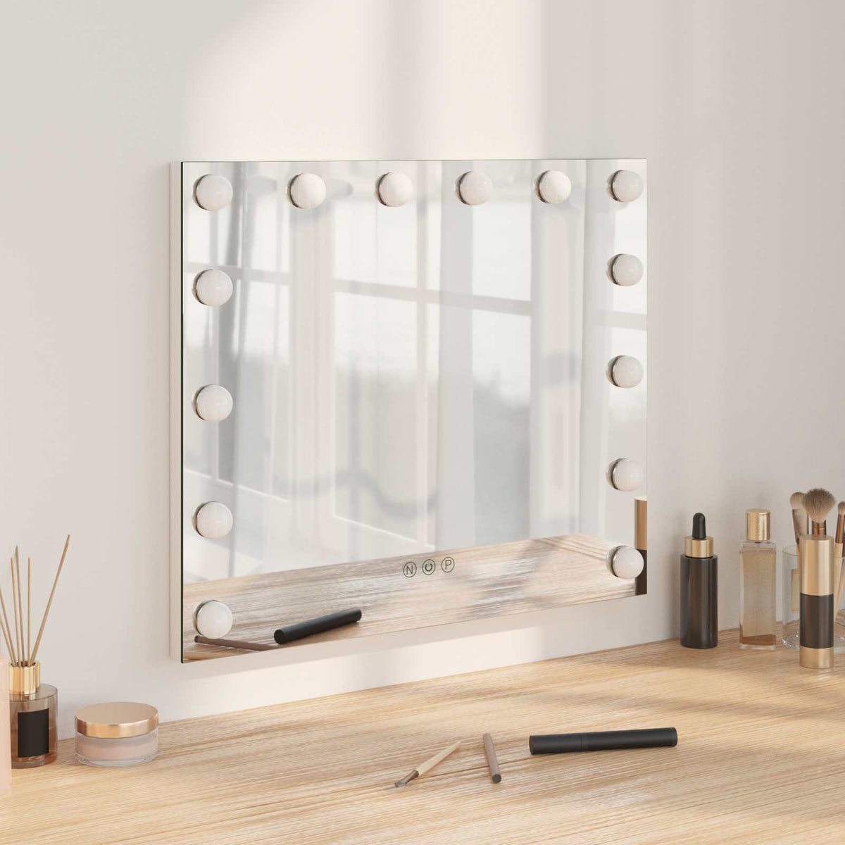 LED Makeup Spejl Hvid 50 x 10 x 44 cm Glas og Stål