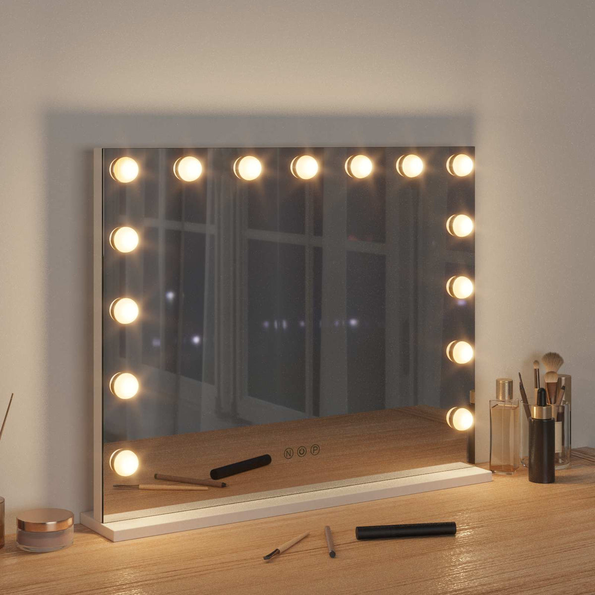 LED Makeup Spejl Hvid 58 x 10 x 47 cm Glas og Stål