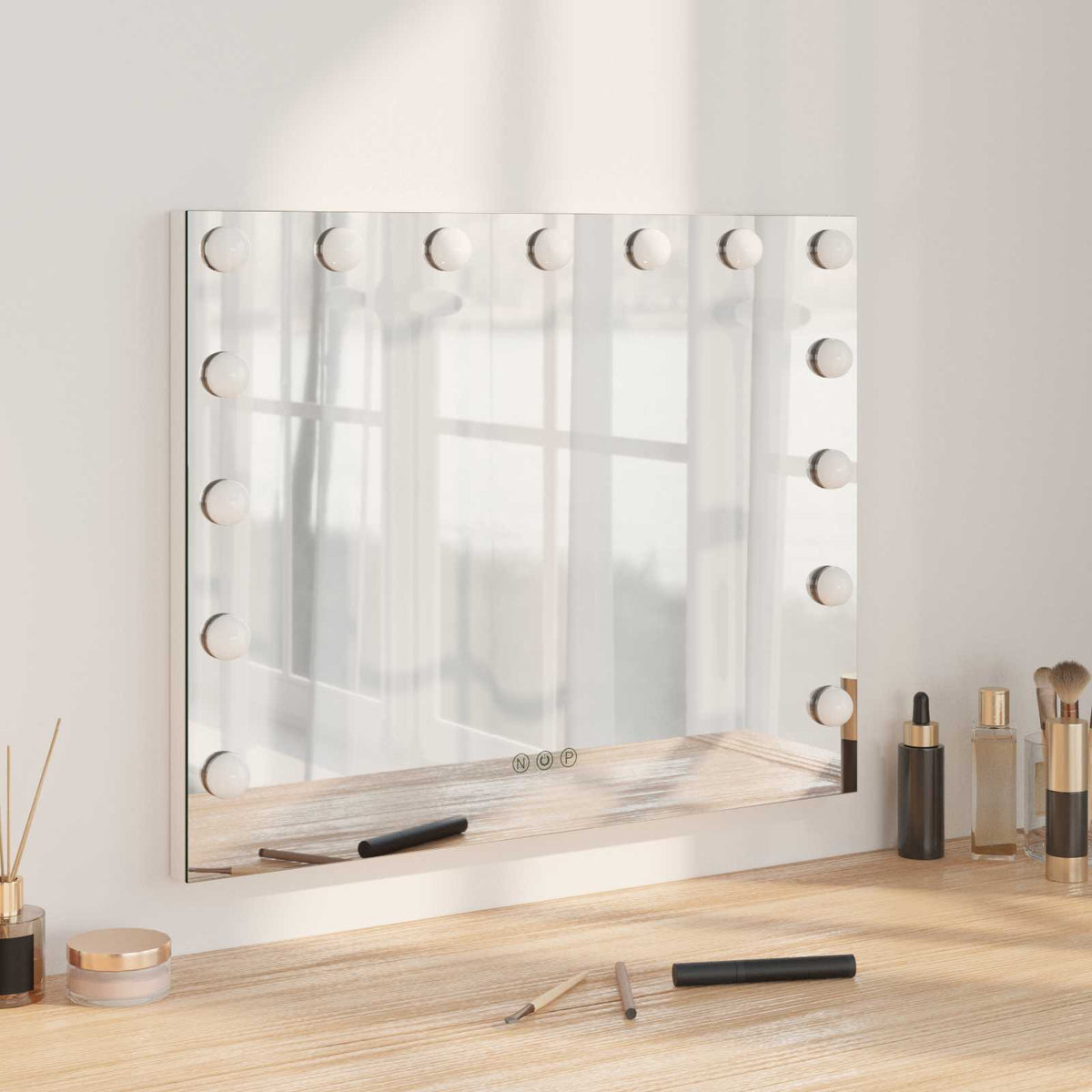 LED Makeup Spejl Hvid 58 x 10 x 47 cm Glas og Stål