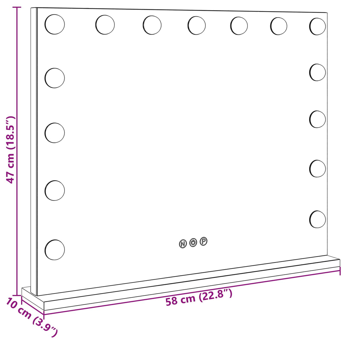 LED Makeup Spejl Hvid 58 x 10 x 47 cm Glas og Stål