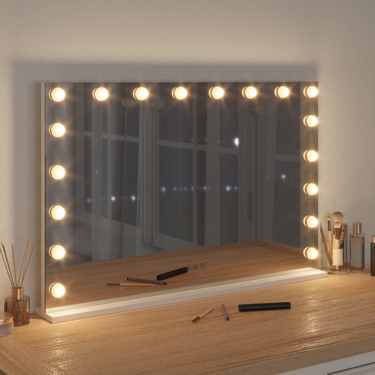 LED Makeup Spejl Hvid 80 x 10 x 52,5 cm Glas og Stål