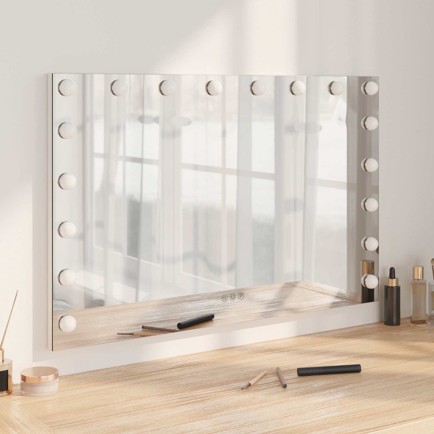 LED Makeup Spejl Hvid 80 x 10 x 52,5 cm Glas og Stål