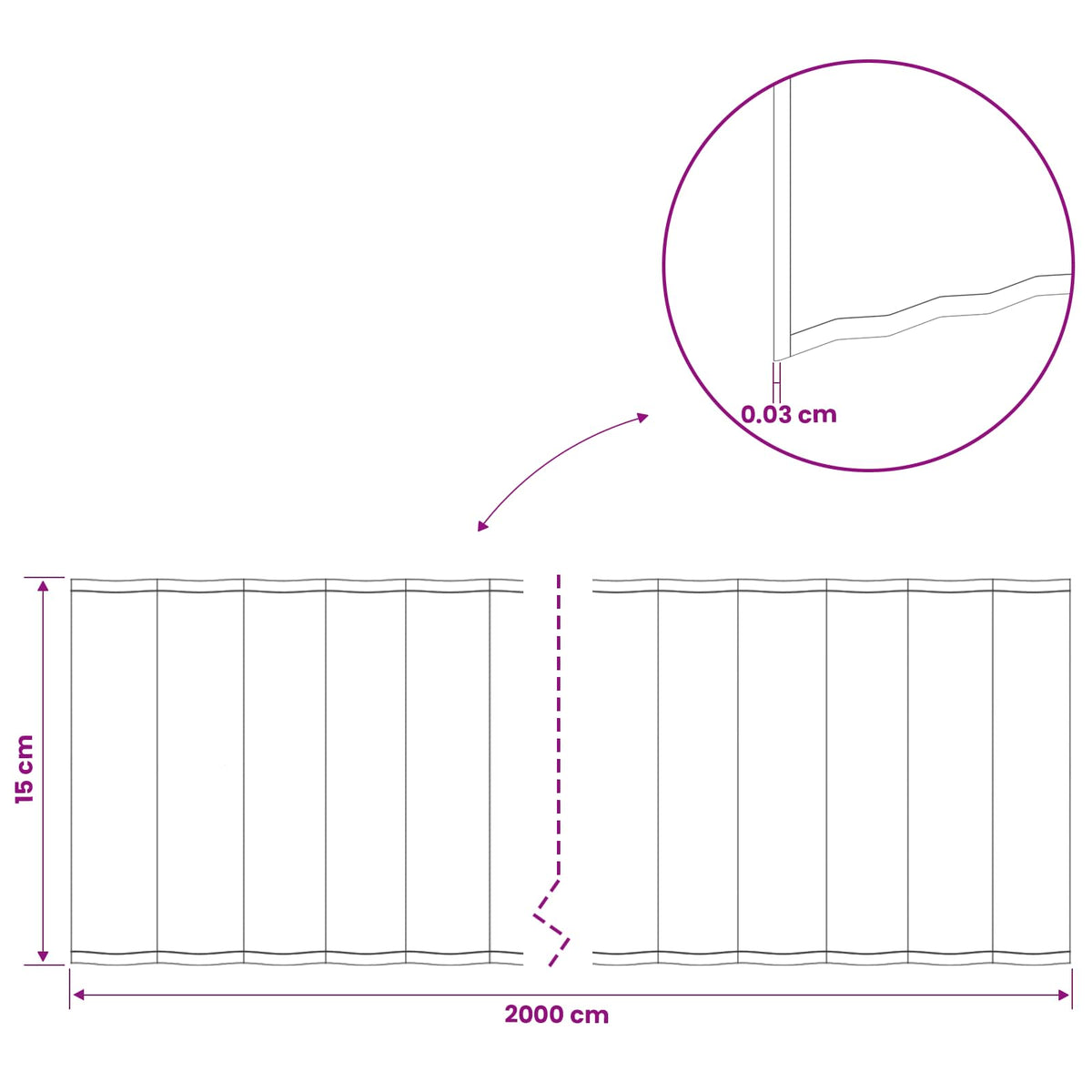Plænekant 20 m x 15 cm Galvaniseret stål Sølv