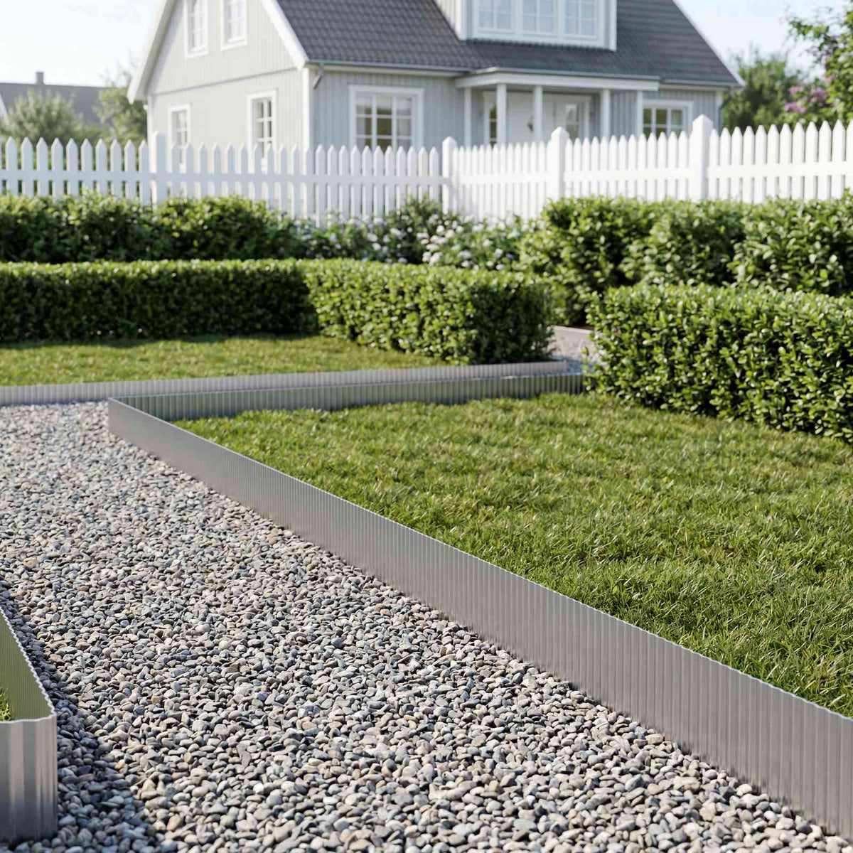 Plænekant 20 m x 30 cm Galvaniseret stål Sølv