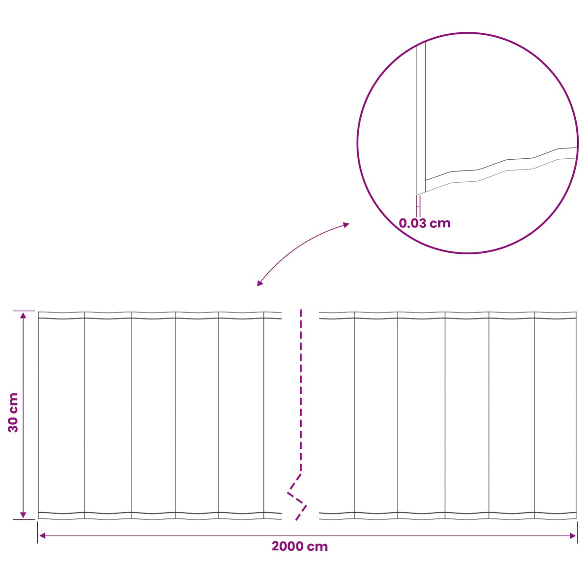Plænekant 20 m x 30 cm Galvaniseret stål Sølv