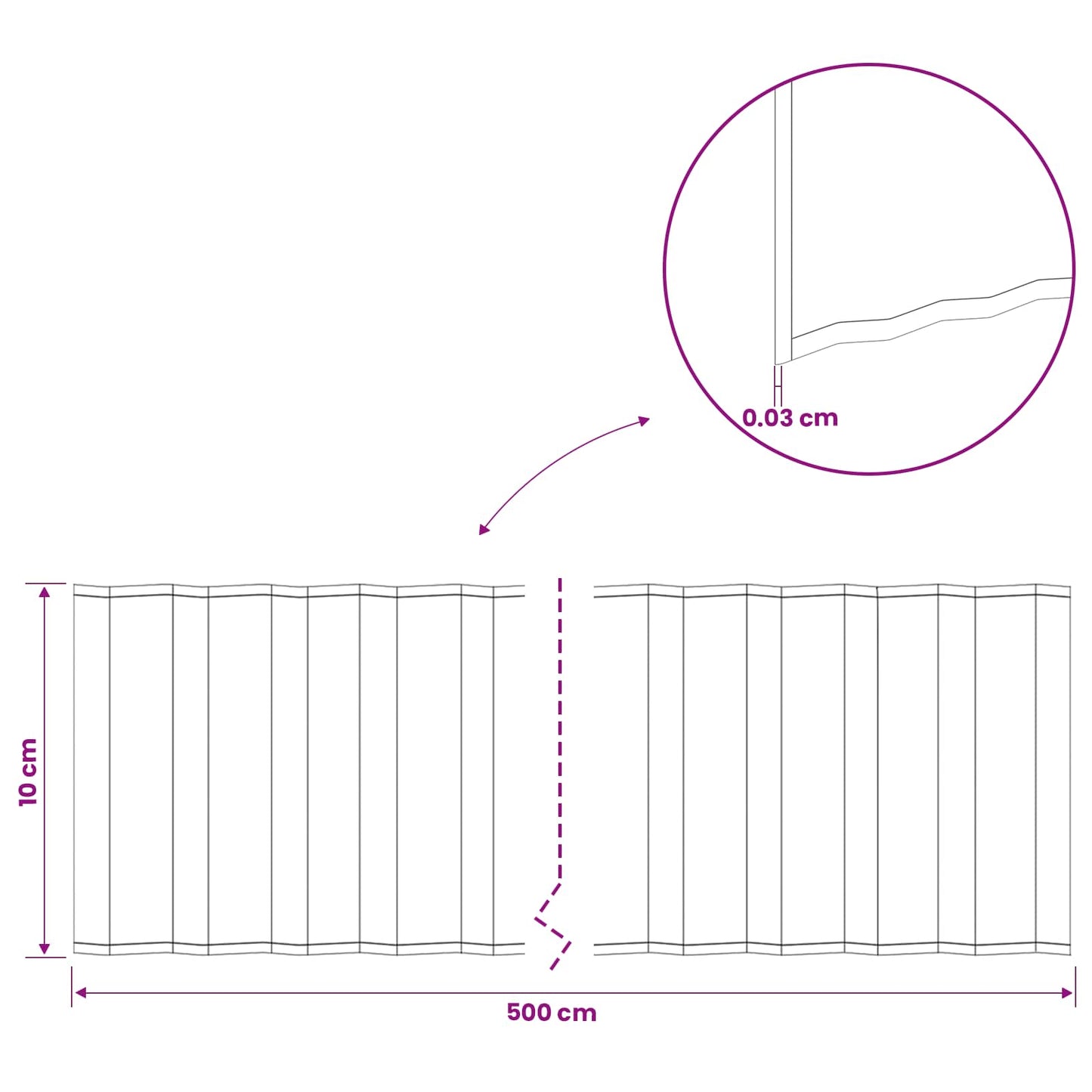Plænekant 5 m x 10 cm Galvaniseret stål Sølv