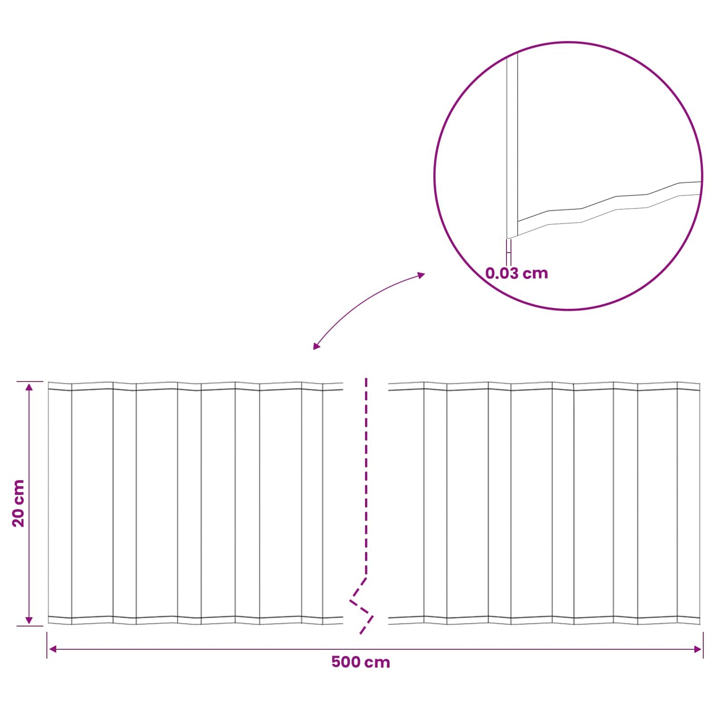 Plænekant 5 m x 20 cm Galvaniseret stål Sølv