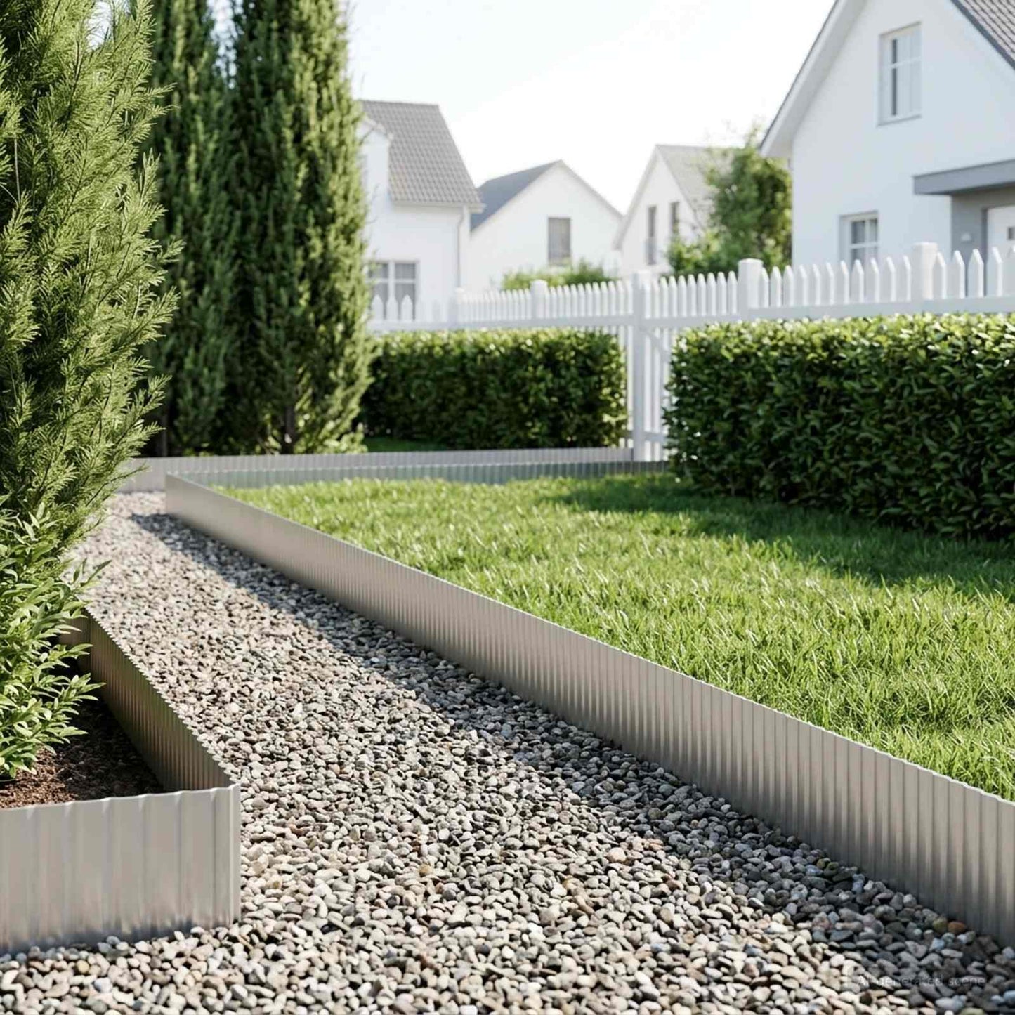 Plænekant 10 m x 30 cm Galvaniseret stål Sølv