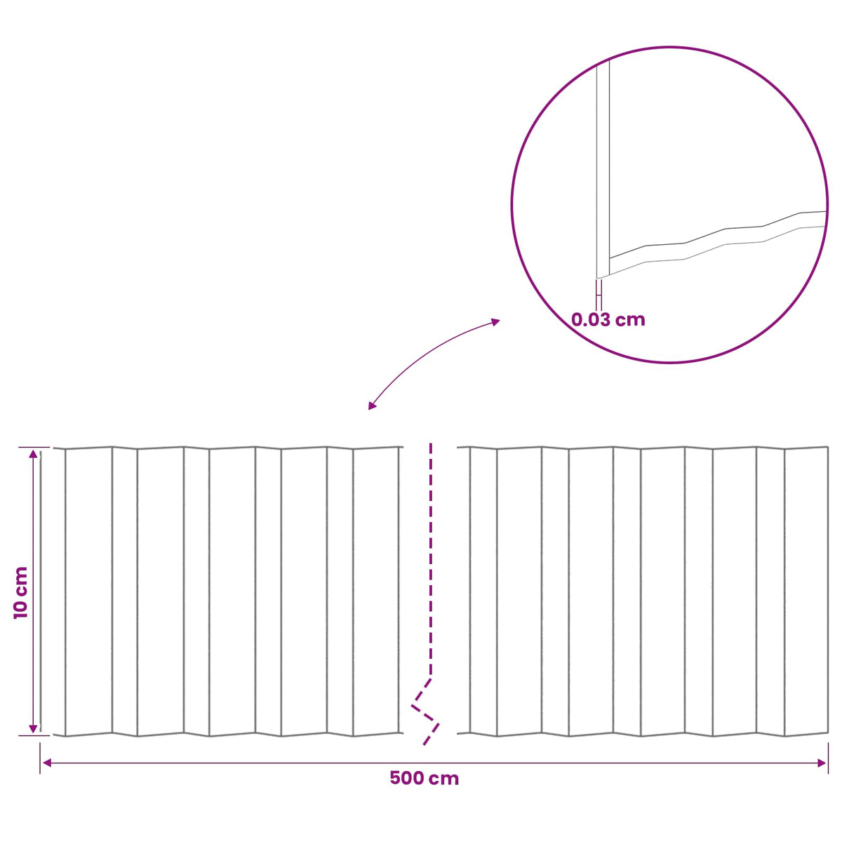 Plænekant 5 m x 10 cm Galvaniseret stål Sølv