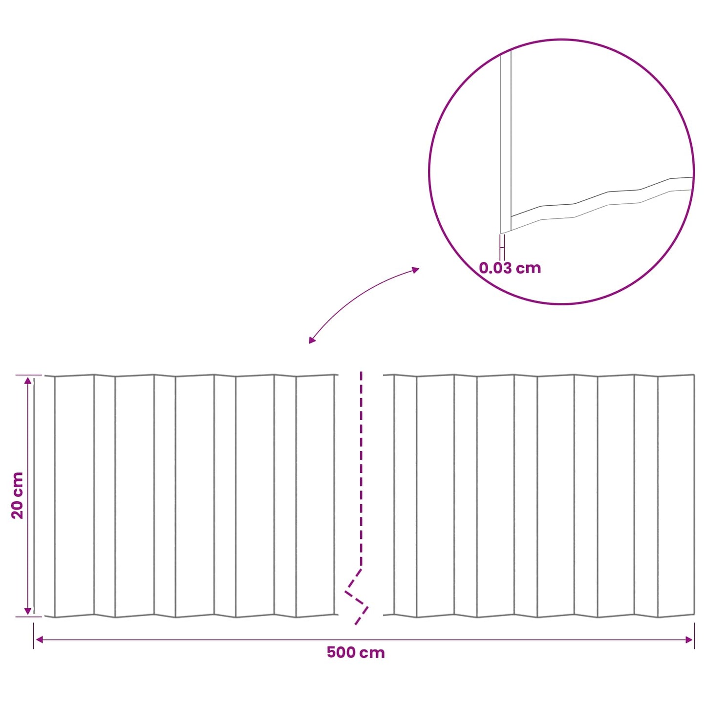 Plænekant 5 m x 20 cm Galvaniseret stål Sølv