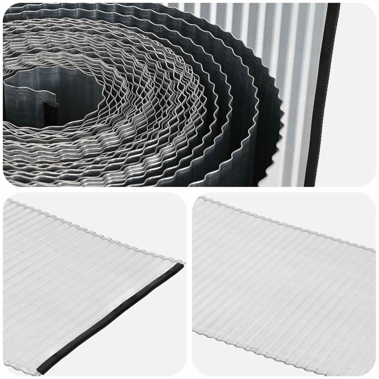 Plænekant 10 m x 20 cm Galvaniseret stål Sølv