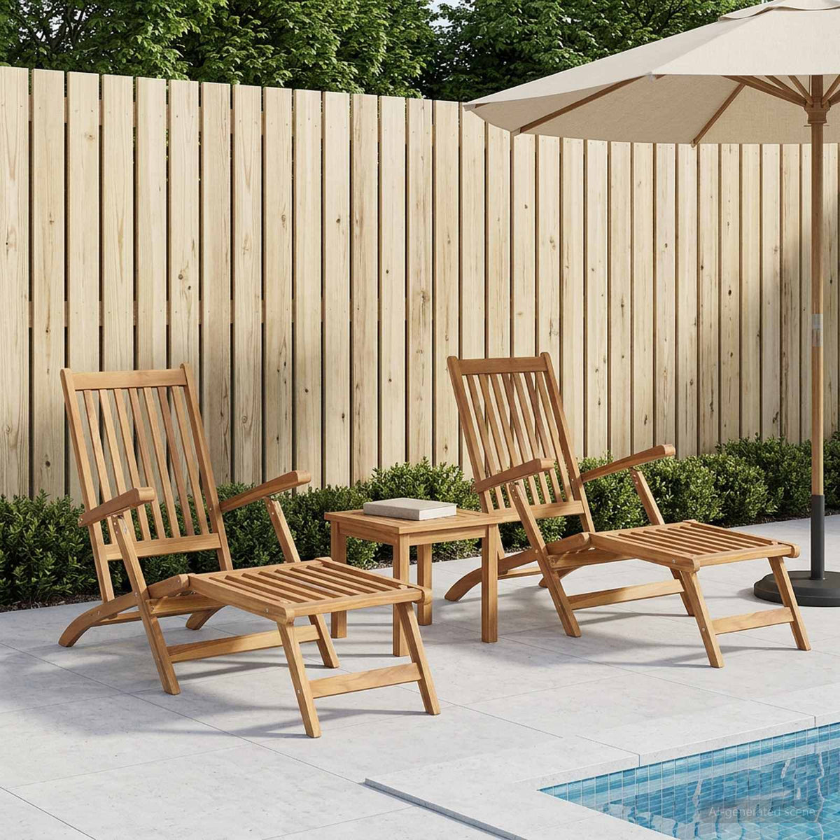 Foldbar Dæk Stol 2 pcs Naturfarvet Massiv Teaktræ