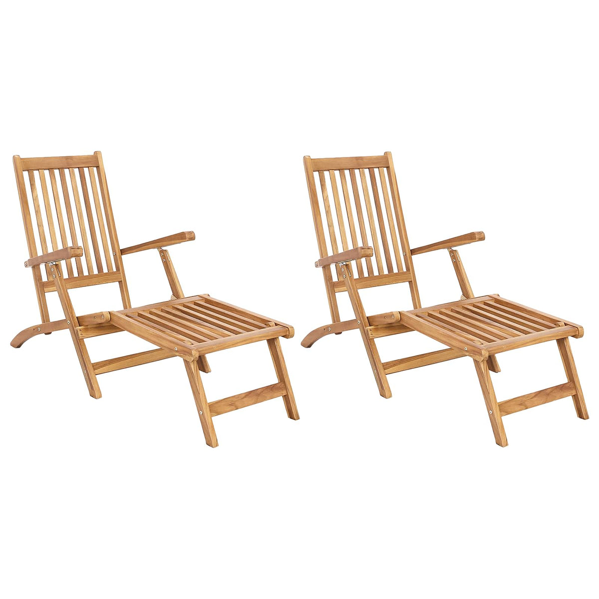 Foldbar Dæk Stol 2 pcs Naturfarvet Massiv Teaktræ