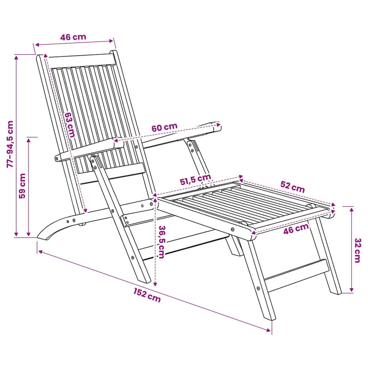 Foldbar Dæk Stol 2 pcs Naturfarvet Massiv Teaktræ