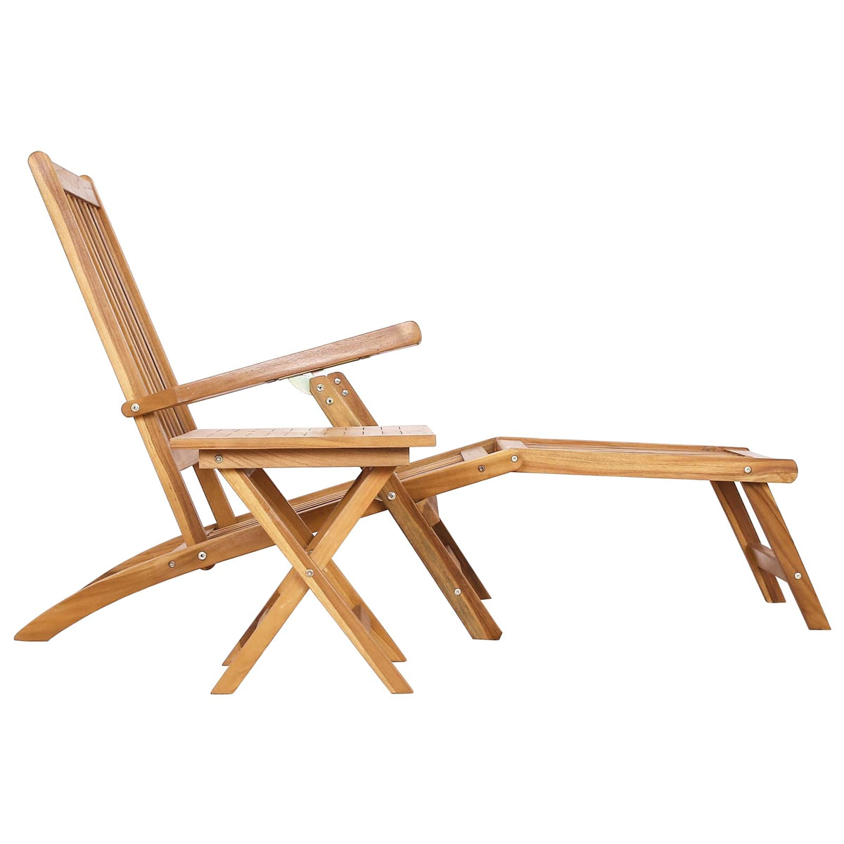 Foldestol med bord 2 pcs Naturfarvet Massiv Teaktræ