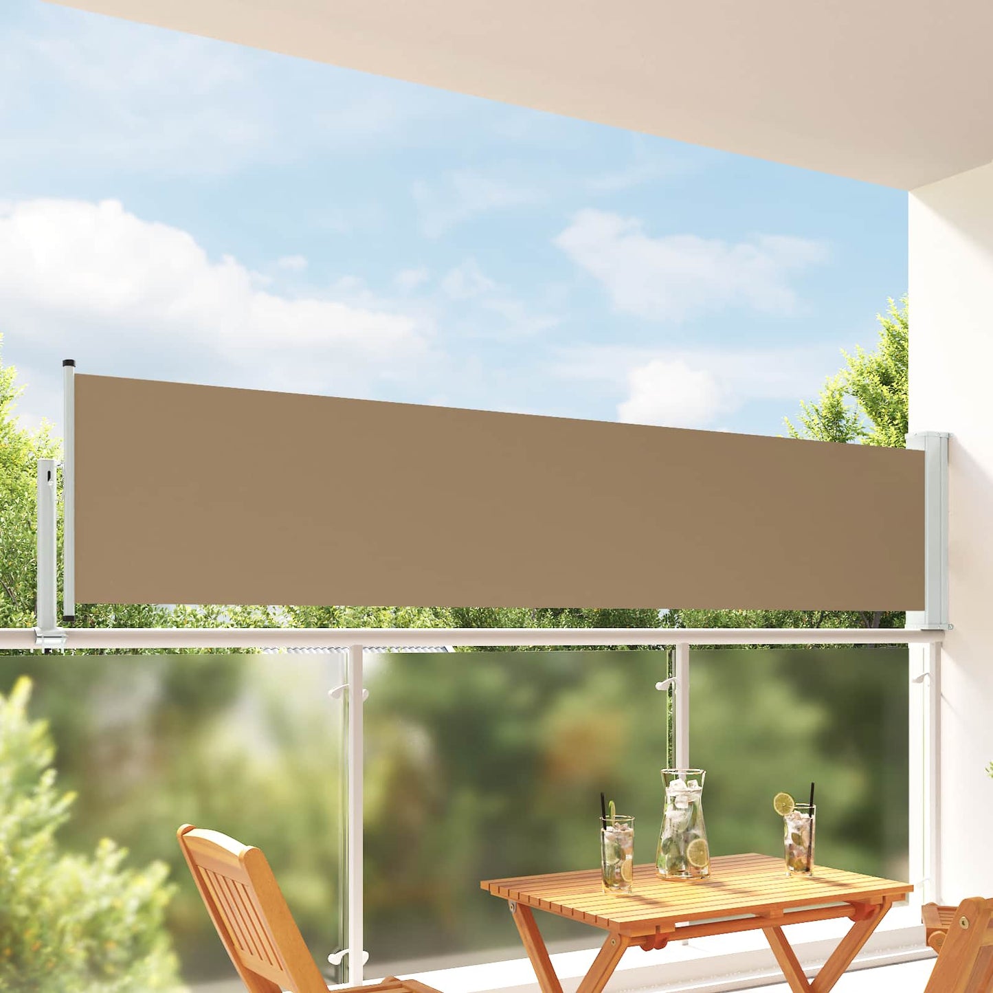 Side Markise 100 x 300 cm 100% polyester jern stål Rektangulær