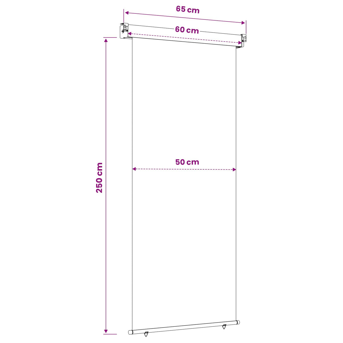 Balkon Sideskærm 60 x 250 cm 100% polyester jern stål Antracit