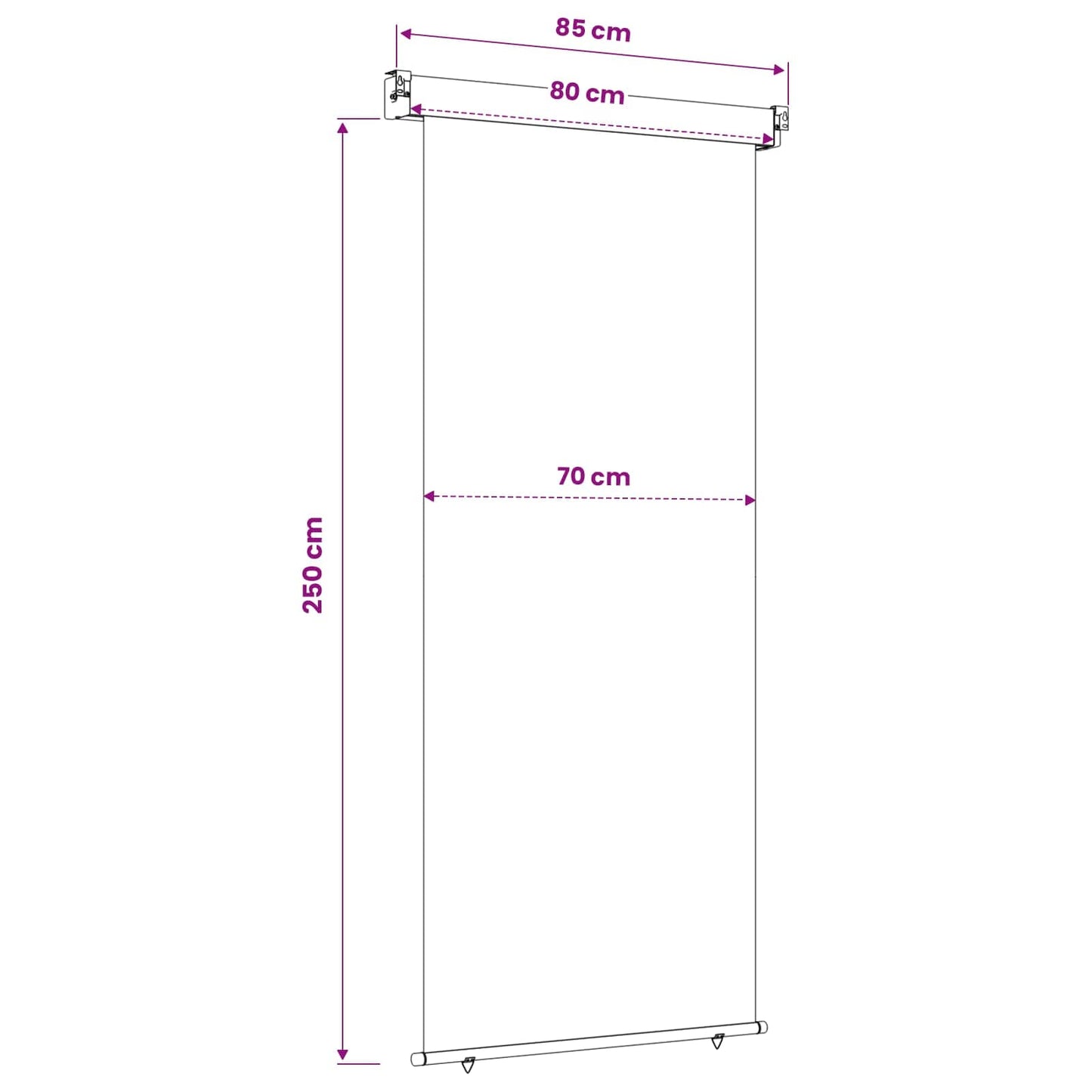 Balkon Sideskærm 80 x 250 cm 100% polyester jern stål Gråbrun