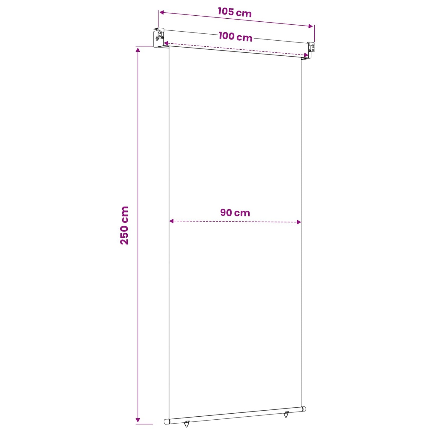 Balkon Sideskærm 100 x 250 cm 100% polyester jern stål Gråbrun