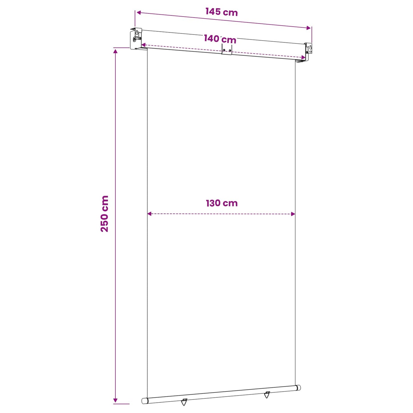 Balkon Sideskærm 140 x 250 cm 100% polyester jern stål Antracit