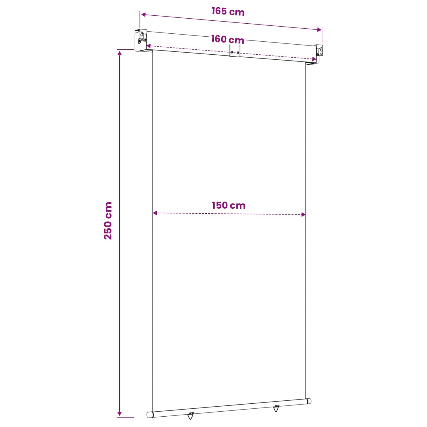 Balkon Sideskærm 160 x 250 cm 100% polyester jern stål Gråbrun