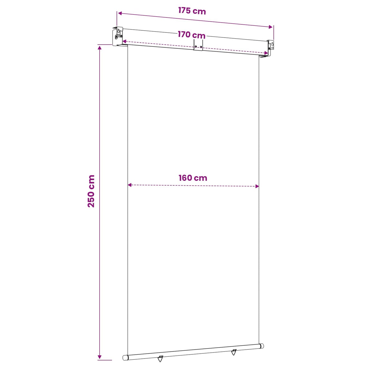 Balkon Sideskærm 170 x 250 cm 100% polyester jern stål Antracit
