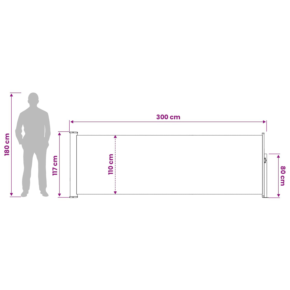 Udtrækkeligt side-markise Rektangulær 120 x 300 cm Polyester