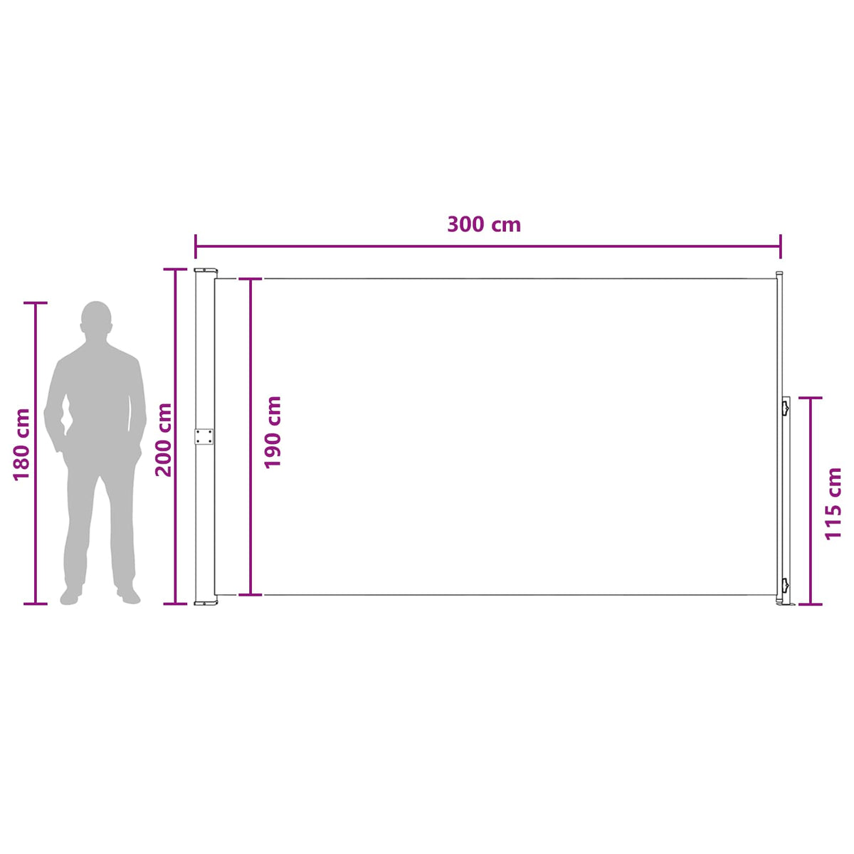 Udtrækkeligt side-markise Rektangulær 200 x 300 cm