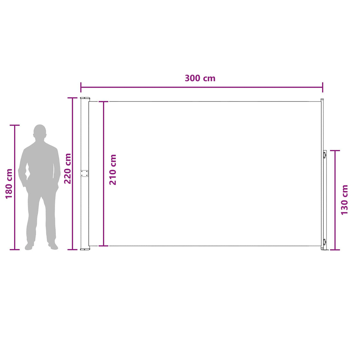 Udtrækkeligt side-markise Rektangulær 220 x 300 cm Polyester