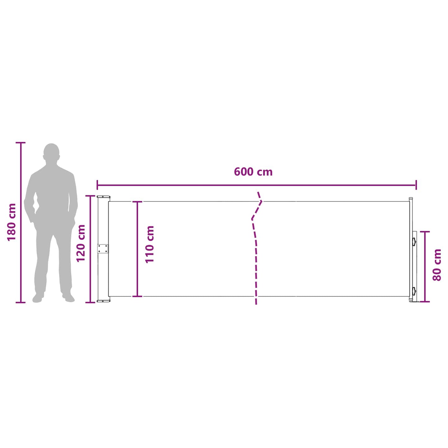Udtrækkeligt side-markise Rektangulær 117 x 600 cm Polyester