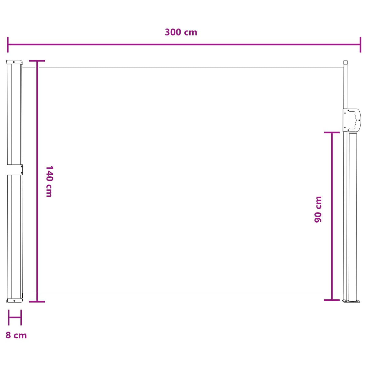 Udtrækkeligt side-markise 300 x 140 cm Polyester Rektangulær