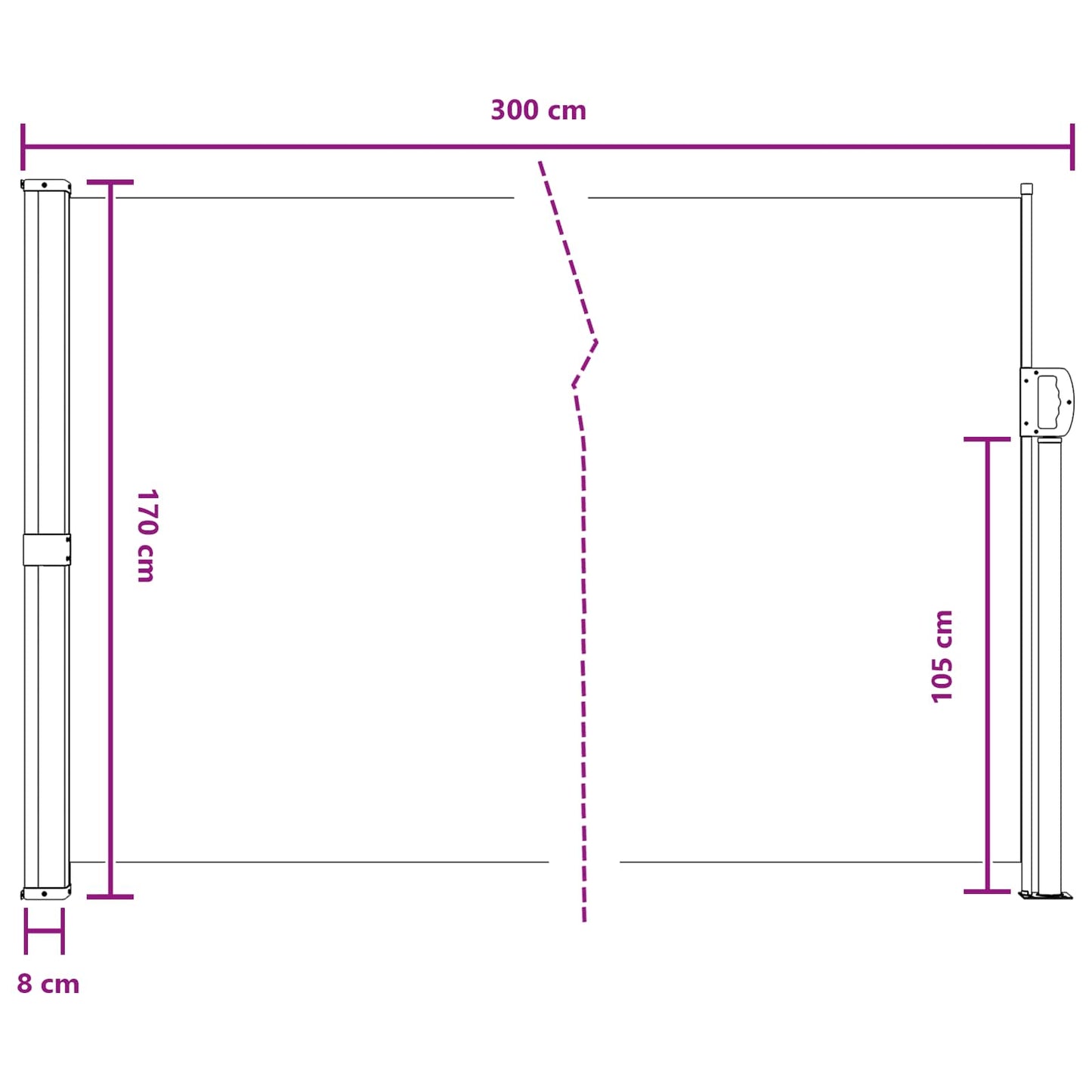Udtrækkeligt side-markise 300 x 170 cm Polyester Rektangulær
