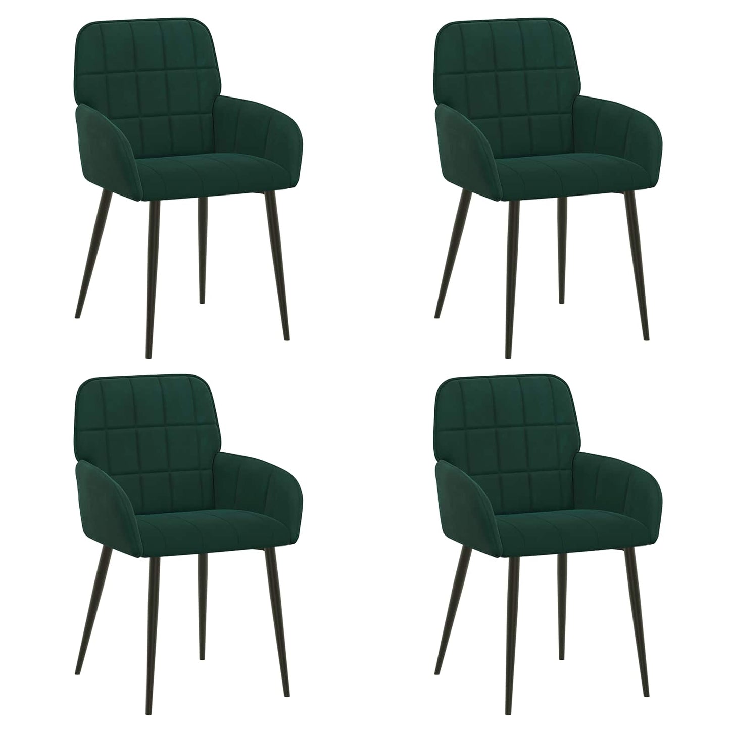 Spisestole 4 stk. Fløjl Mørkegrøn 56.5 x 50 x 85 cm