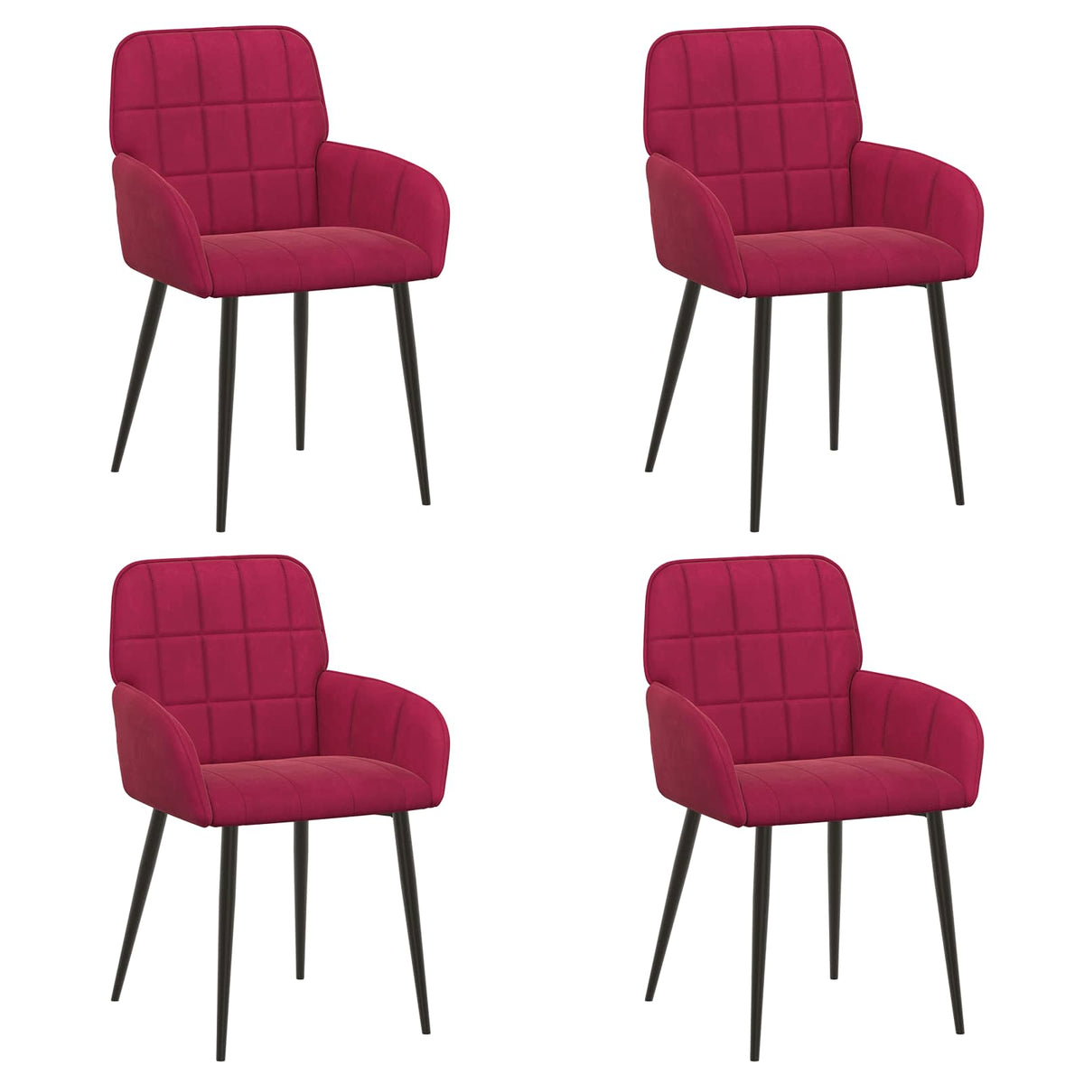 Spisestole 4 stk. Fløjl Vinrød 56.5 x 50 x 85 cm