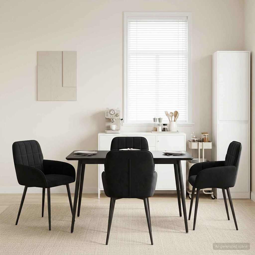 Spisestole 4 stk. Fløjl Sort 56.5 x 50 x 85 cm