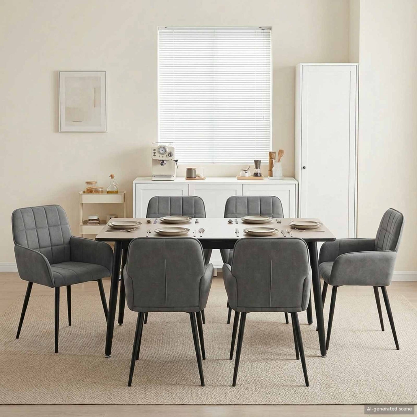 Spisestole 6 stk. Fløjl Mørkegrå 56.5 x 50 x 85 cm