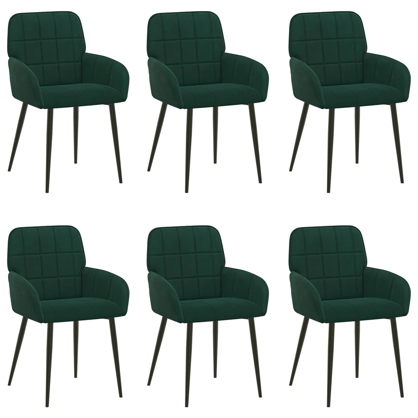 Spisestole 6 stk. Fløjl Mørkegrøn 56.5 x 50 x 85 cm