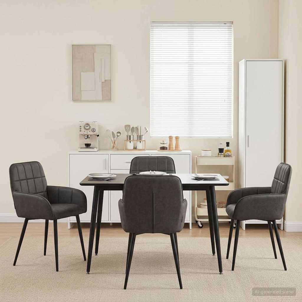 Spisestole 4 stk. Kunstlæder Sort 56,5 x 50 x 85 cm