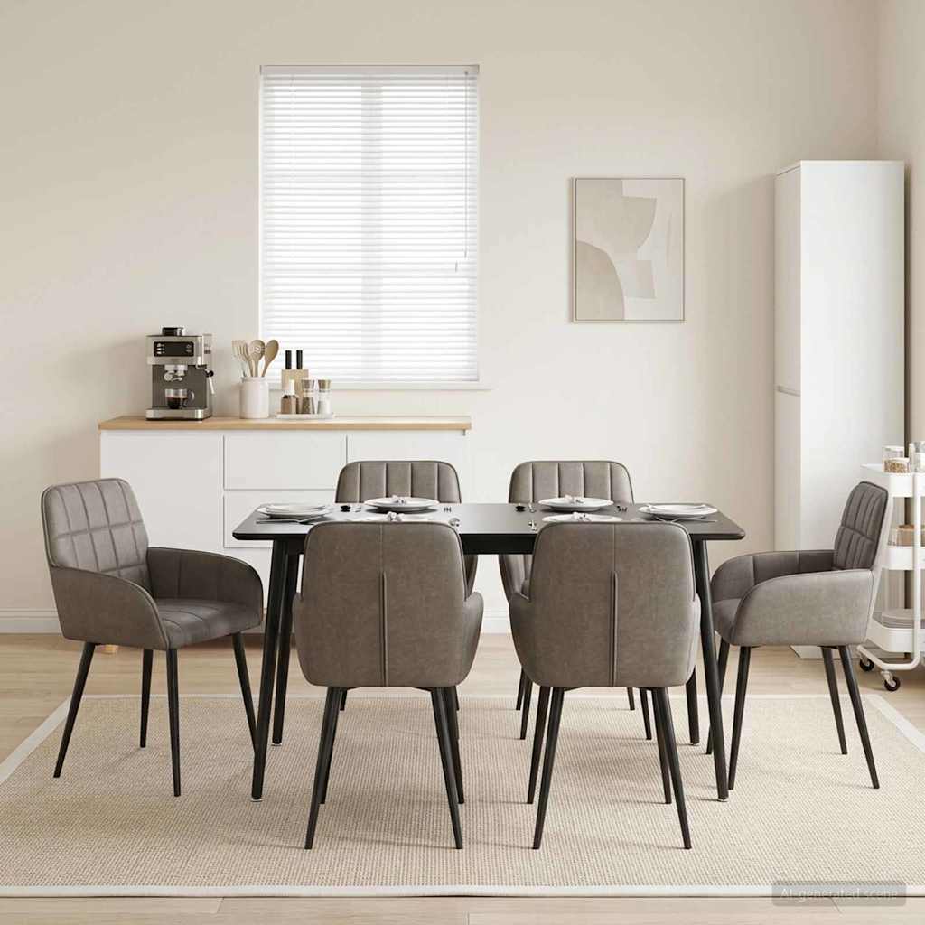 Spisestole 6 stk. Kunstlæder Grå 56,5 x 50 x 85 cm