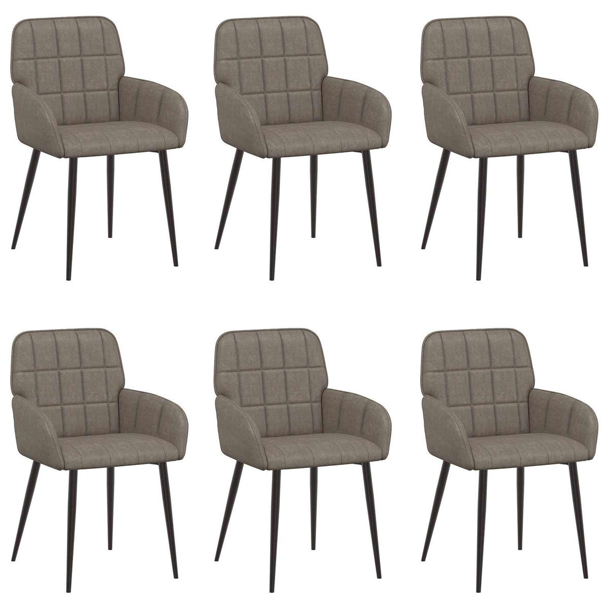 Spisestole 6 stk. Kunstlæder Grå 56,5 x 50 x 85 cm