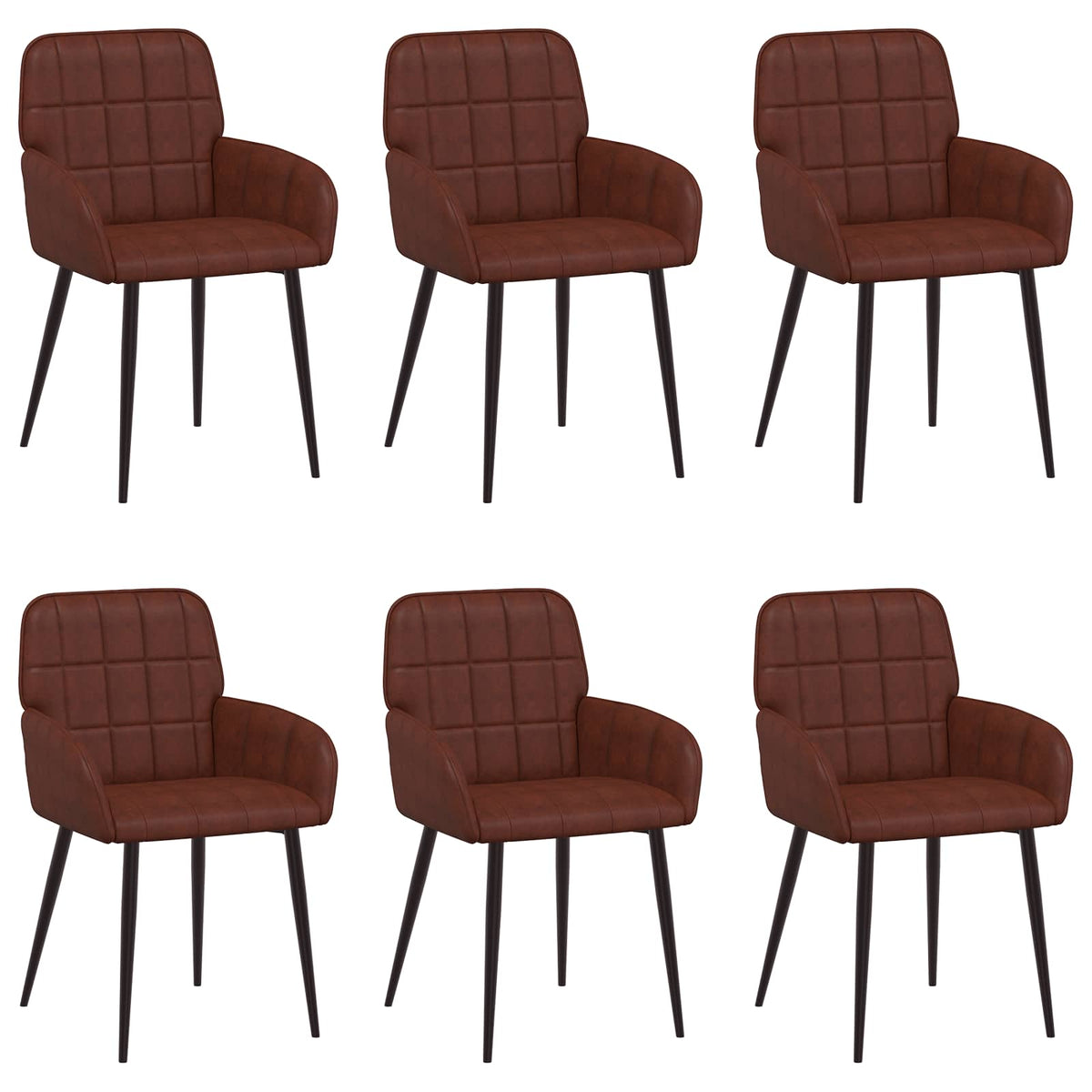 Spisestole 6 stk. Kunstlæder Skinnende Brun 56,5 x 50 x 85 cm