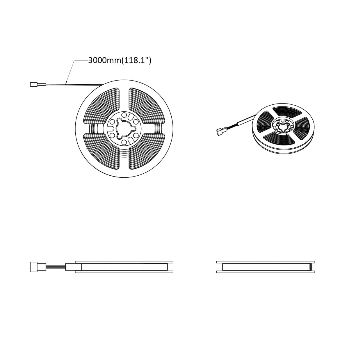LED Strip 2 stk. Sort og Gennemsigtig Kobber og plastik